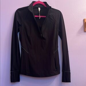 Lululemon Athletica Black Fitted Long Sleeve Mandarin Collar Top